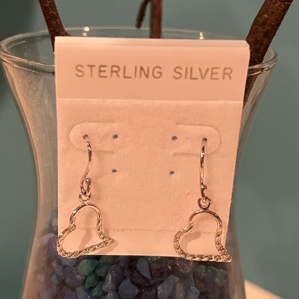 Sterling Silver Heart Dangle Earrings